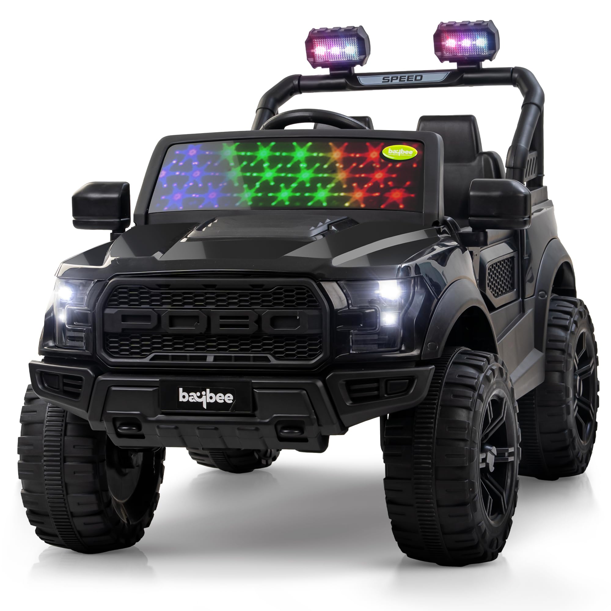 Bronco Battery Operated Jeep for Kids, Ride on Toy Kid Car with RGB Windshield Light & Music | Electric Jeep Battery Cars | Baby Big Car for Kids to Drive 3 to 8 Years Boys Girls (Black)