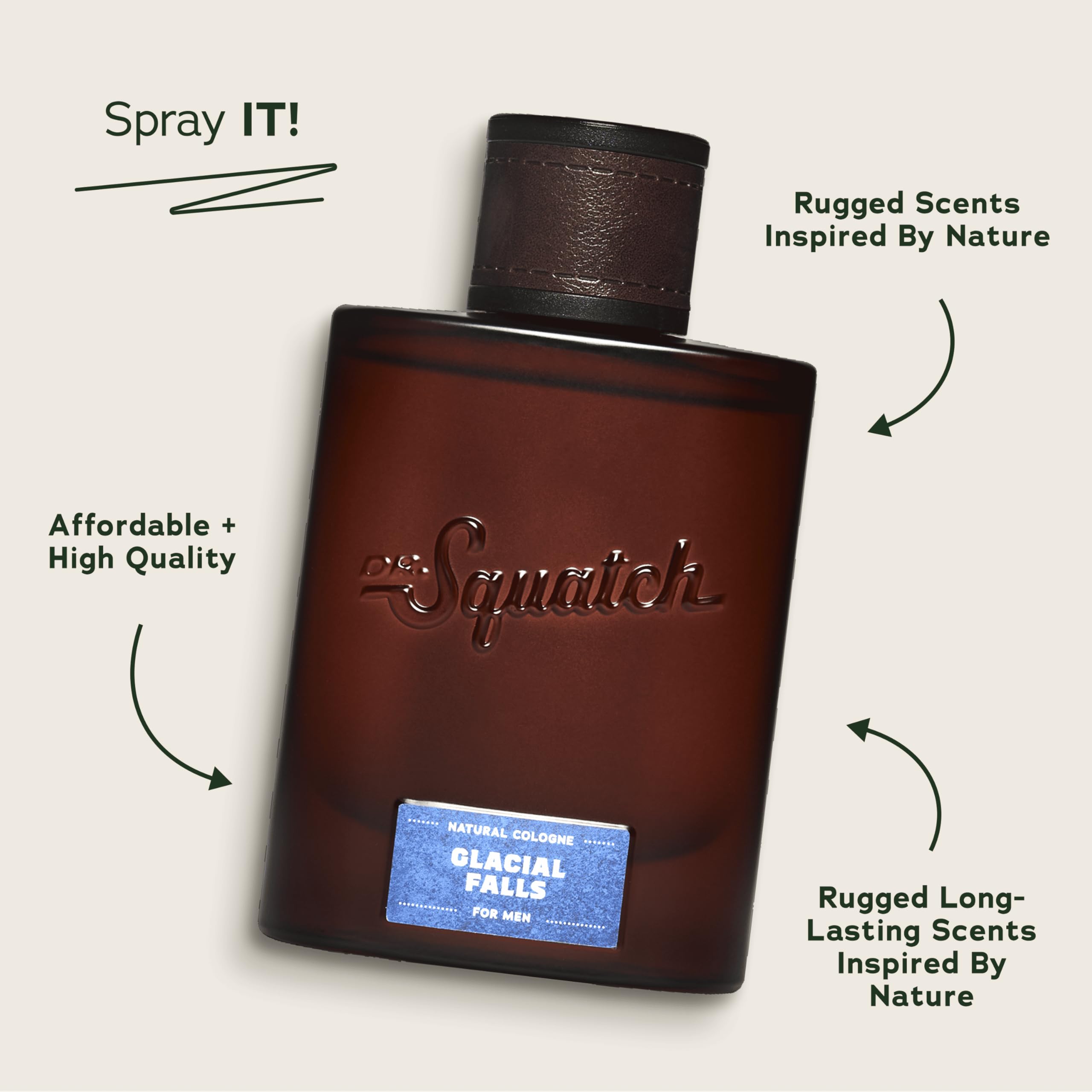 Dr. Squatch Men's Cologne Glacial Falls - Natural Origin Fragrance - Manly Fragrance of Bergamot, Clove, and Cedar - Inspired by Fresh Falls Bar Soap