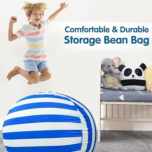 Miniatura 3 de Lukeight Funda para silla puf de almacenamiento de animales de peluche para niños, funda para silla puf con cremallera para organizar habitaciones