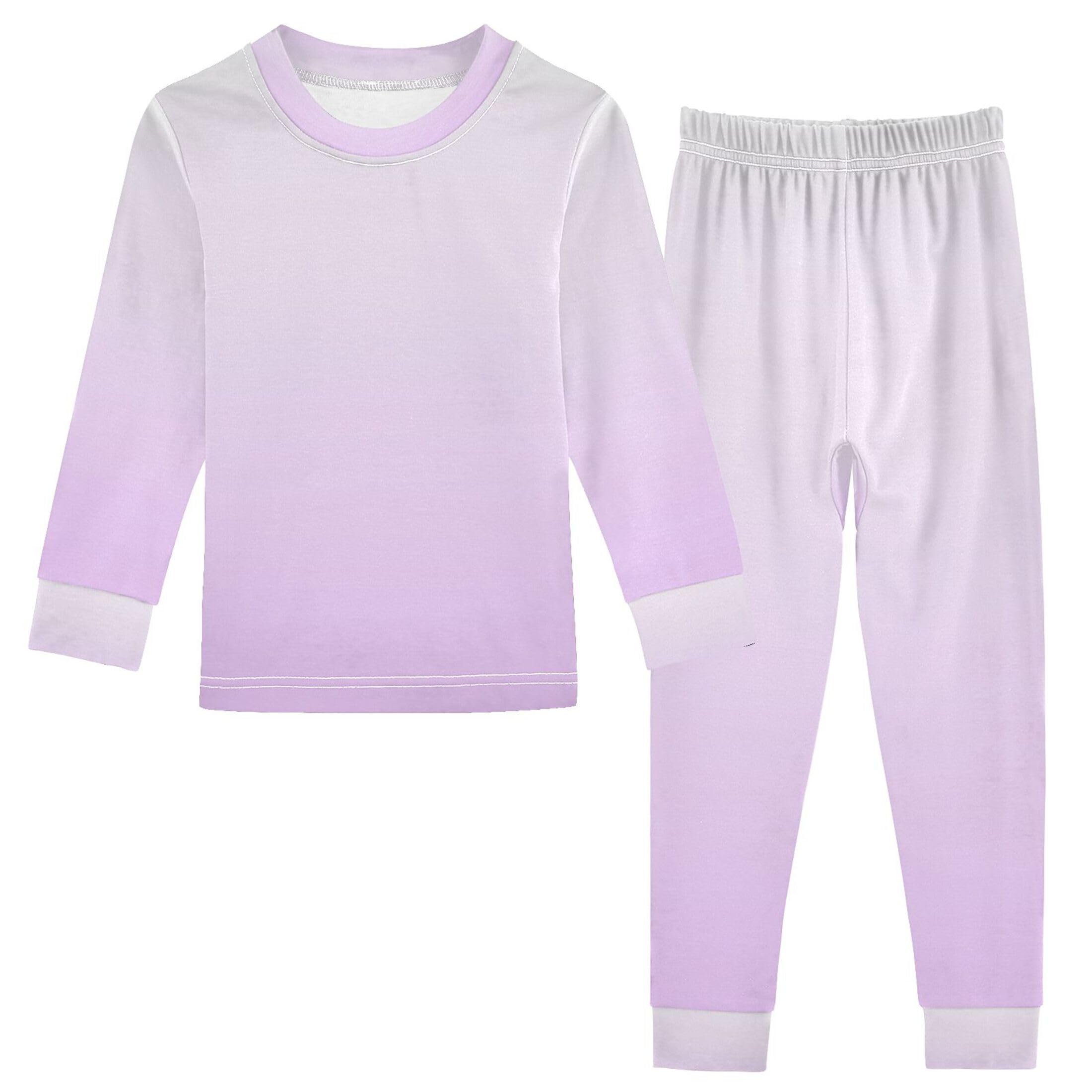 Gradient Lavender Long Sleeve Pajamas Set Sleepwear Jammies 2pcs Set Pjs Gradient Lavender