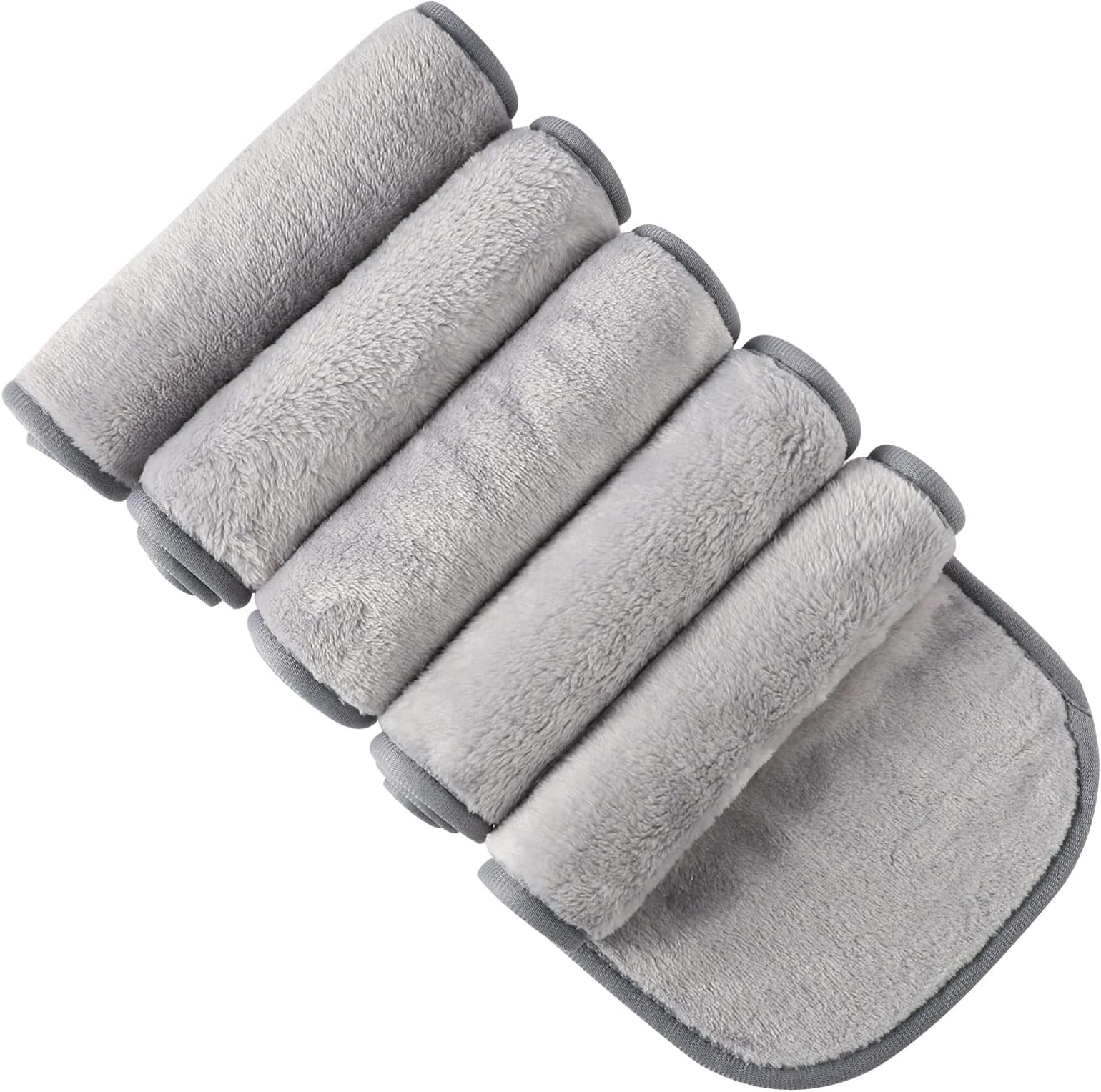 5 Pack Make Up Remover Cloth, 15.75 * 7.87in Flannel Face Cloth Face Wipes for Make Up Removing (Grey)
