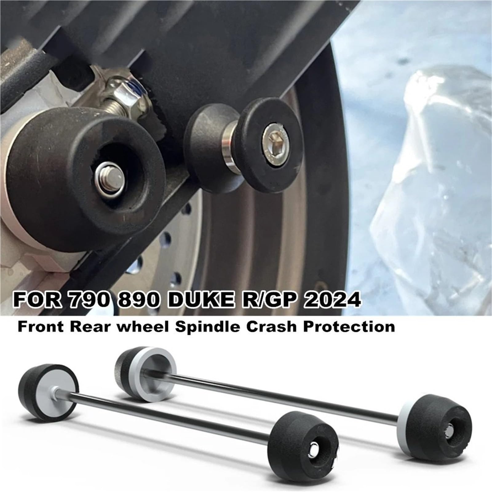 Pasuje do 790 Duke 890 / R/GP 790duke 890duke 2023 2024 Motocykl Przednia i tylna oś Widelec Crash Sliders Koło wspornik szpula wahacza(Front And Rear)