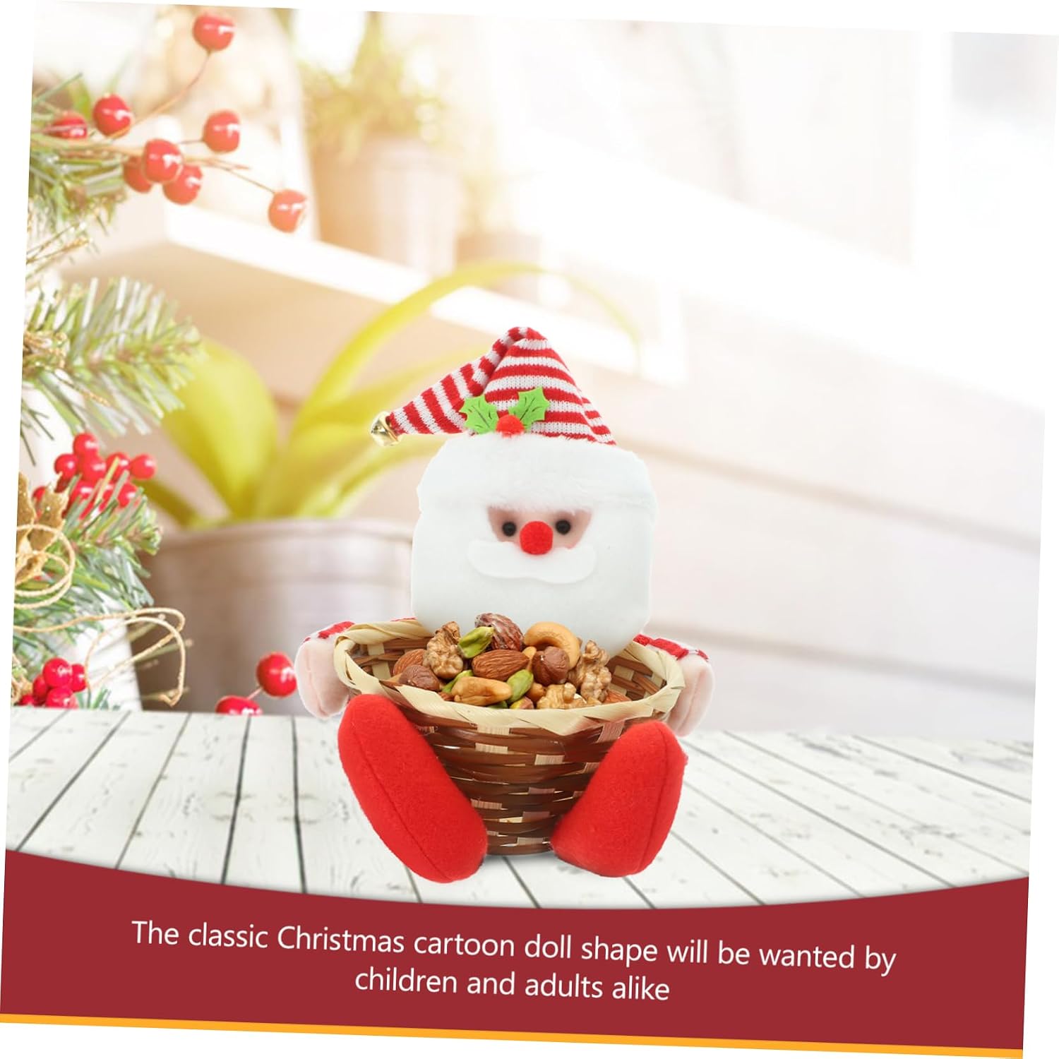 DECHOUS Santa Claus Candy Basket Christmas Storage Basket Gift Holder Xmas