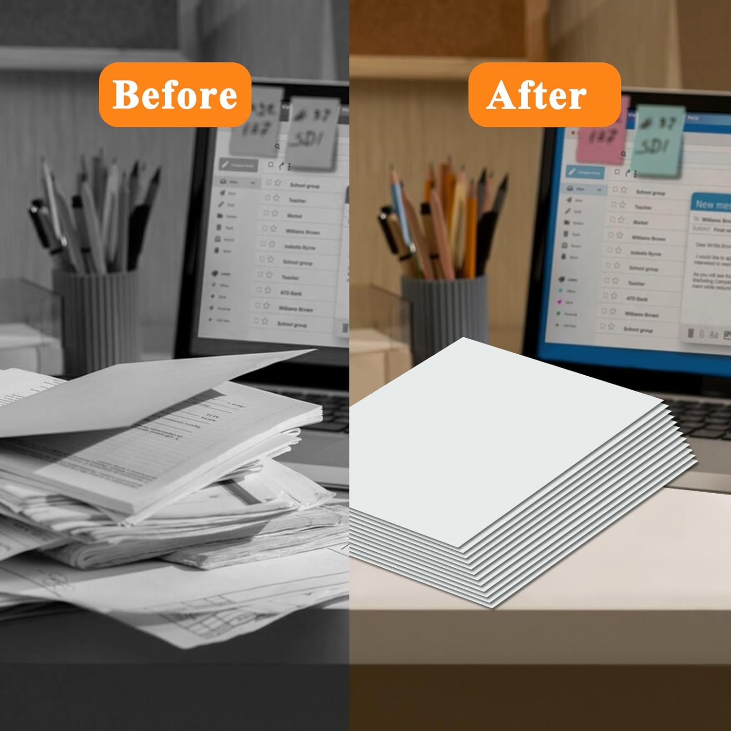 pmybupo 50Pcs White Folders with Pockets and Business Card Holder,2 Pocket Folders for School,Home or Office,Durable Heavy Duty File Folders