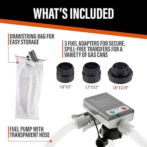 Miniatura 33 de DeWay Bomba de transferencia de combustible de lata de gasolina con boquilla de gatillo Velocidad de flujo rápido de 3.8 GPM, manguera de goma