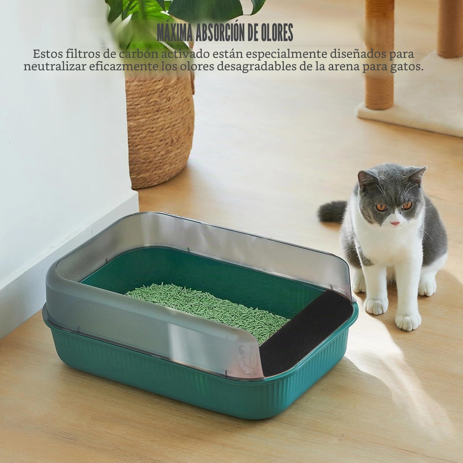 4 PCS Filtros de Carbón Activado, Filtro Desodorante de Maceta de Arena para Gatos, Esponja filtrante de Aire, Esponjas Filtrantes para Compostadores de Cocina, Neutralizadores de Olores Efectivos