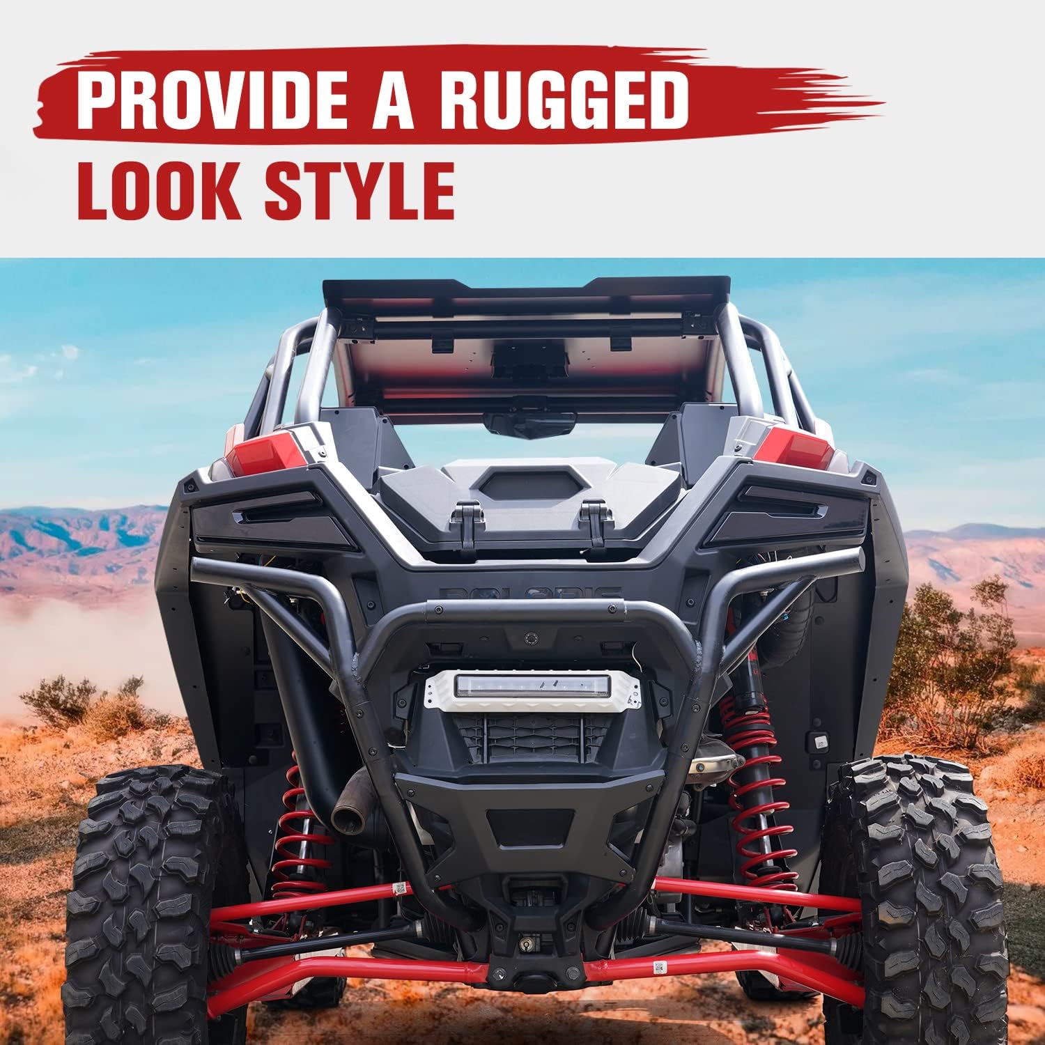 A & UTV PRO Rear Low Profile Bumper for Polaris RZR PRO XP/XP 4 2020-2025, Heavy Duty Rear Brush Guard Protector Accessories, Replace OEM # 2883748-458, Matte Black