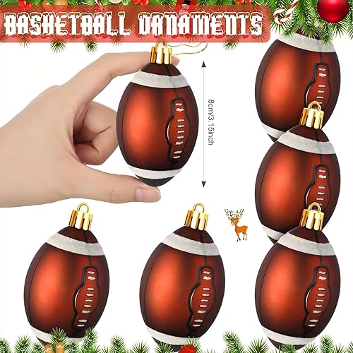 Miniatura 2 de Leitee 12 adornos de plástico para árbol de Navidad de 2.36 pulgadas con lazo para colgar, temas deportivos, adornos colgantes decorativos para