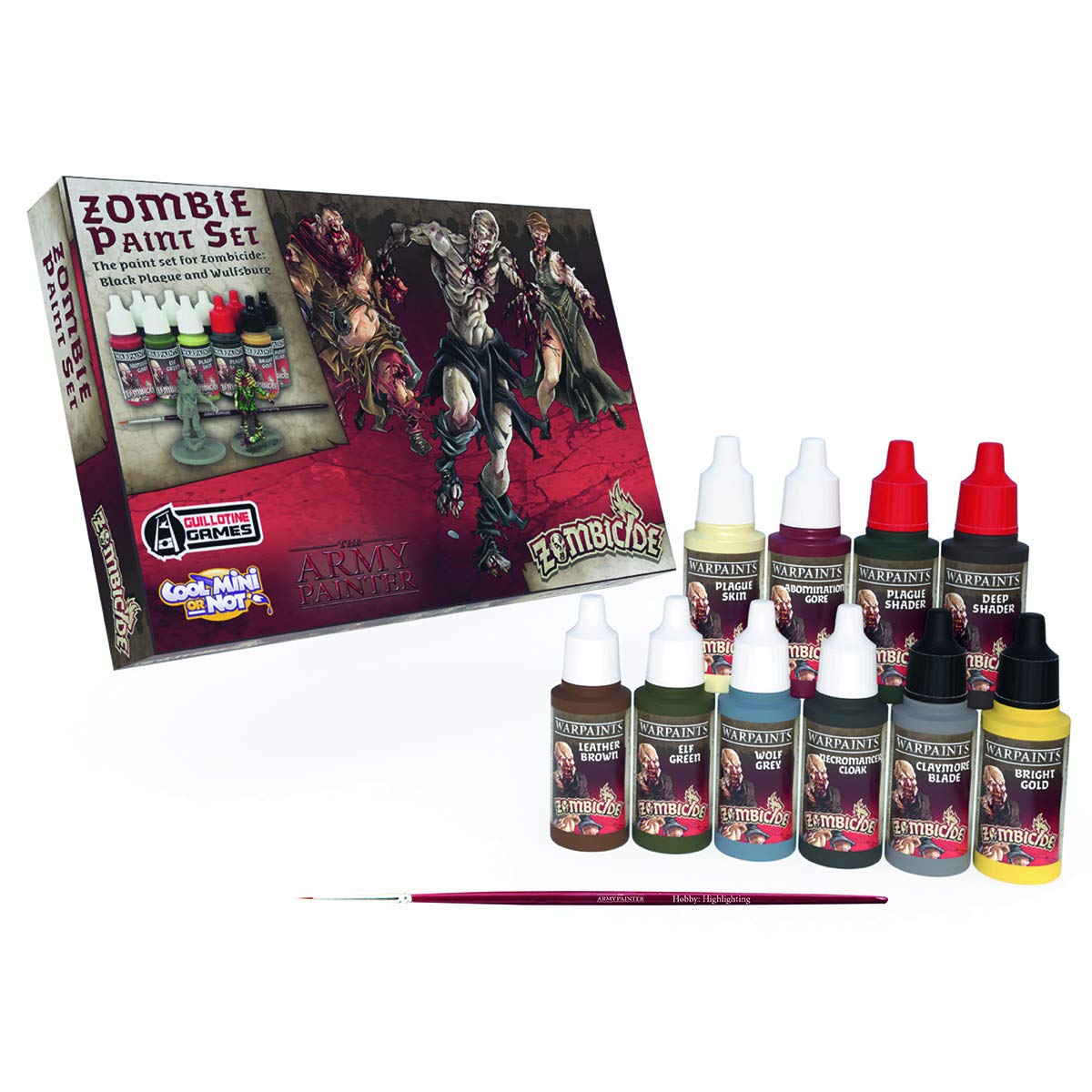 The Army Painter Zombicide: Black Plague Malset | 10 Acrílicos | gratuita pincel | para Cool Mini or Not Zombicide: Black Plague Tabletop, Wargames modelo pintura