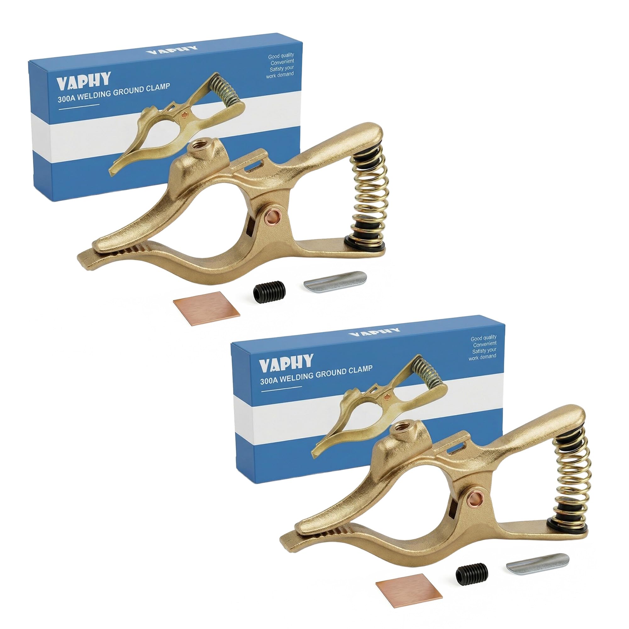 300-Amp T-Style Welding Ground Clamp Brass, 2-Pack