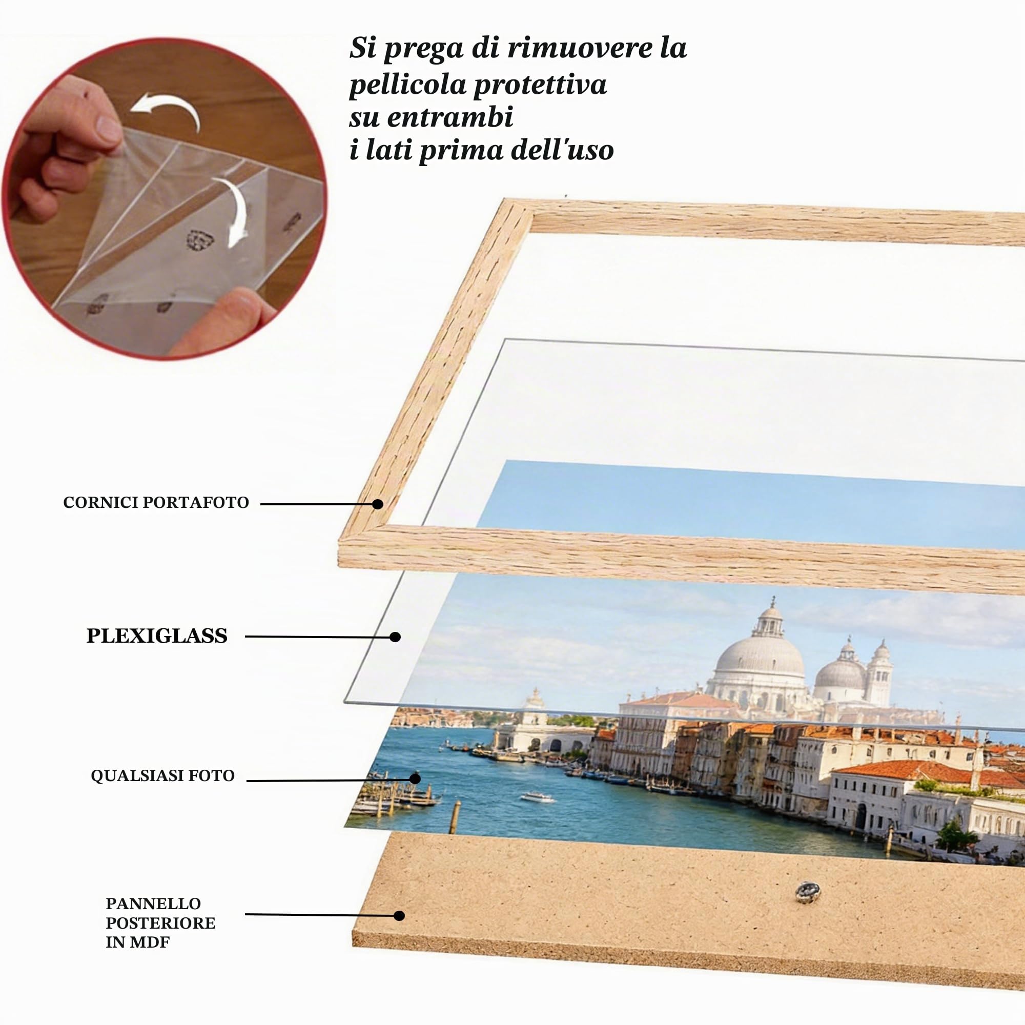 50x70cm Cornice Legno Chiaro, Beige, Acrilico Antiriflesso, 2 pezzi | Cornici sottili moderne appendibili orizzontali e verticali, adatte per foto, puzzle, poster e collage
