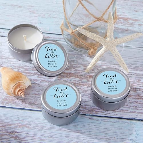 Miniatura 7 de Kate Aspen Lata de vela de viaje personalizada, 72 unidades, decoración para bodas, despedidas de soltera con diseños personalizados y líneas de