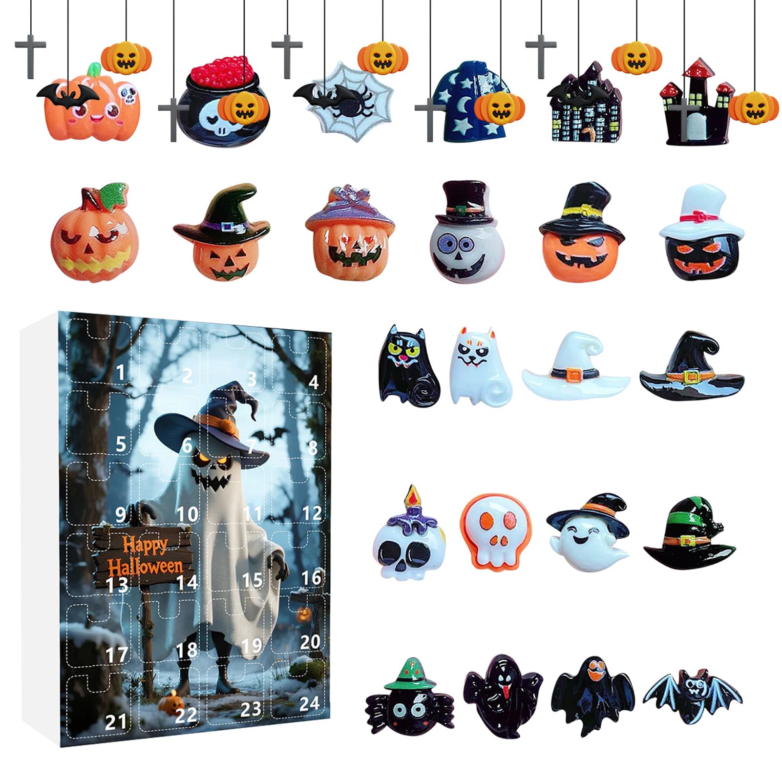 – Halloweens Calendar - Halloweens Toys Calendar Advent - Mini Figures Collectible Doll Horror for Men Women Boys Girls Teens Adults Kitchen Home Party