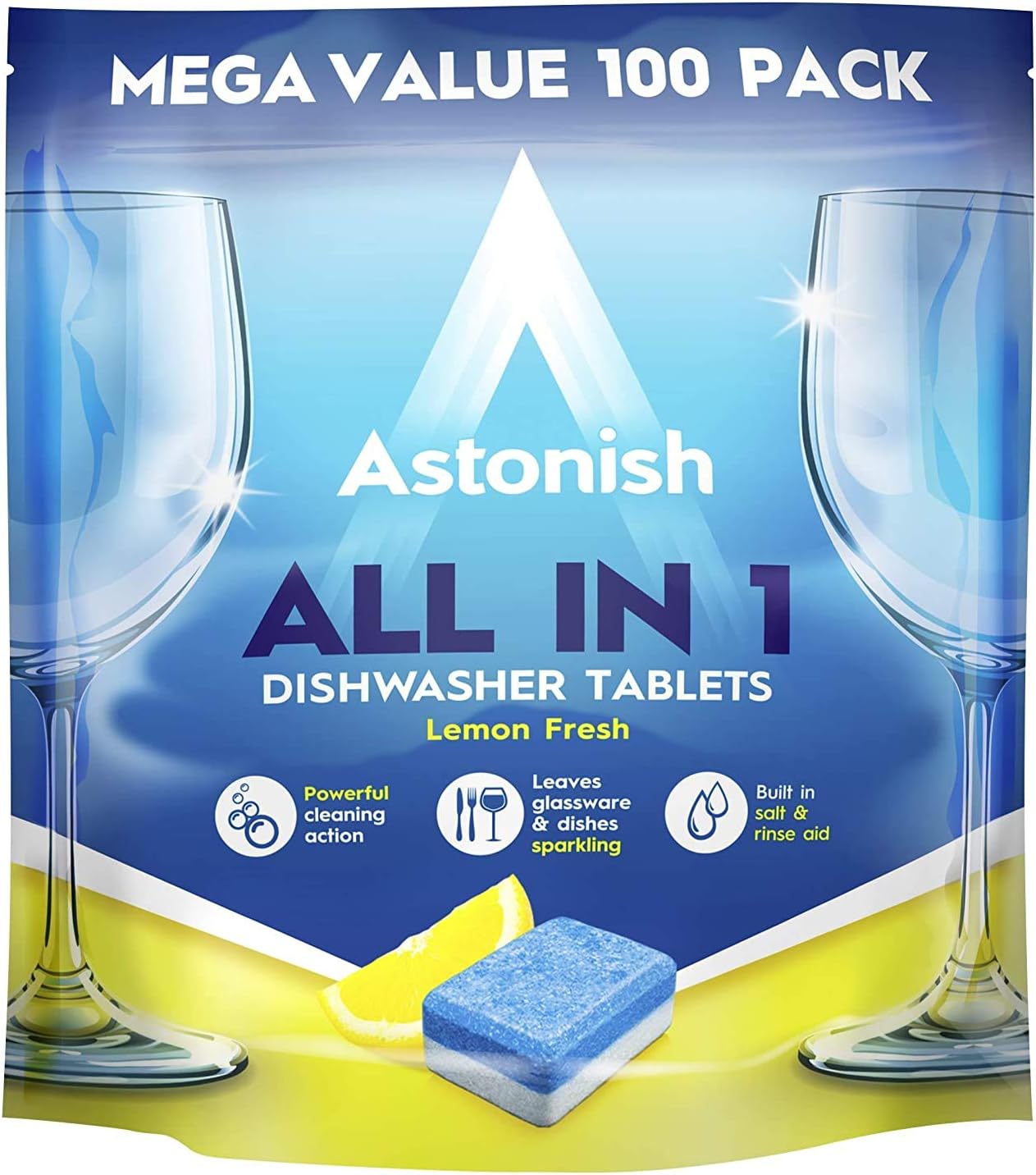 Astonish All in One Dishwasher Tablets 2x100 Tablets | With Build in Rinse Aid and Salt Action | Pack of 2