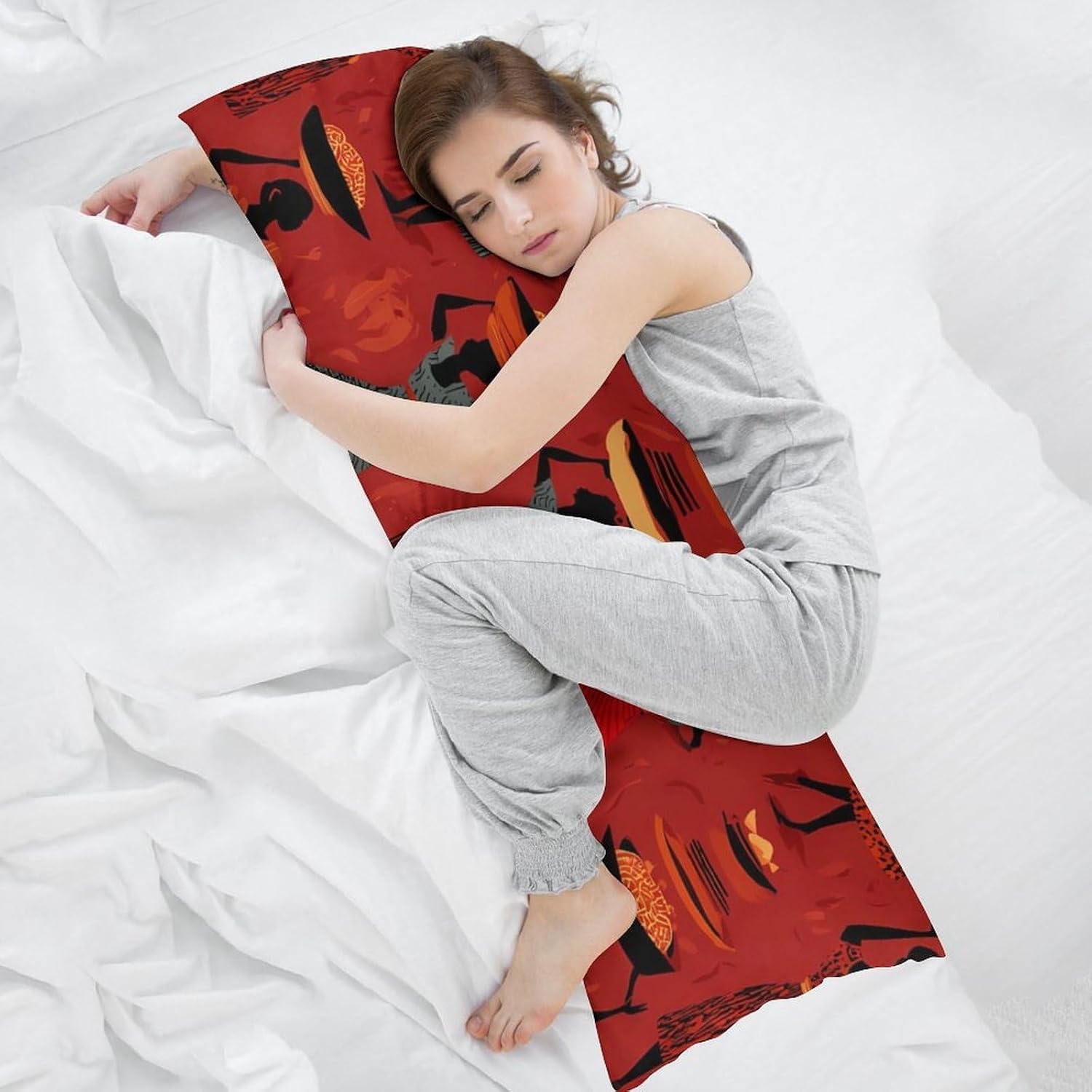 African Women Body Pillow Cover Long Cushion 18.9x53.1 Inch | pillowcase,bed decor,farmhouse,sofa