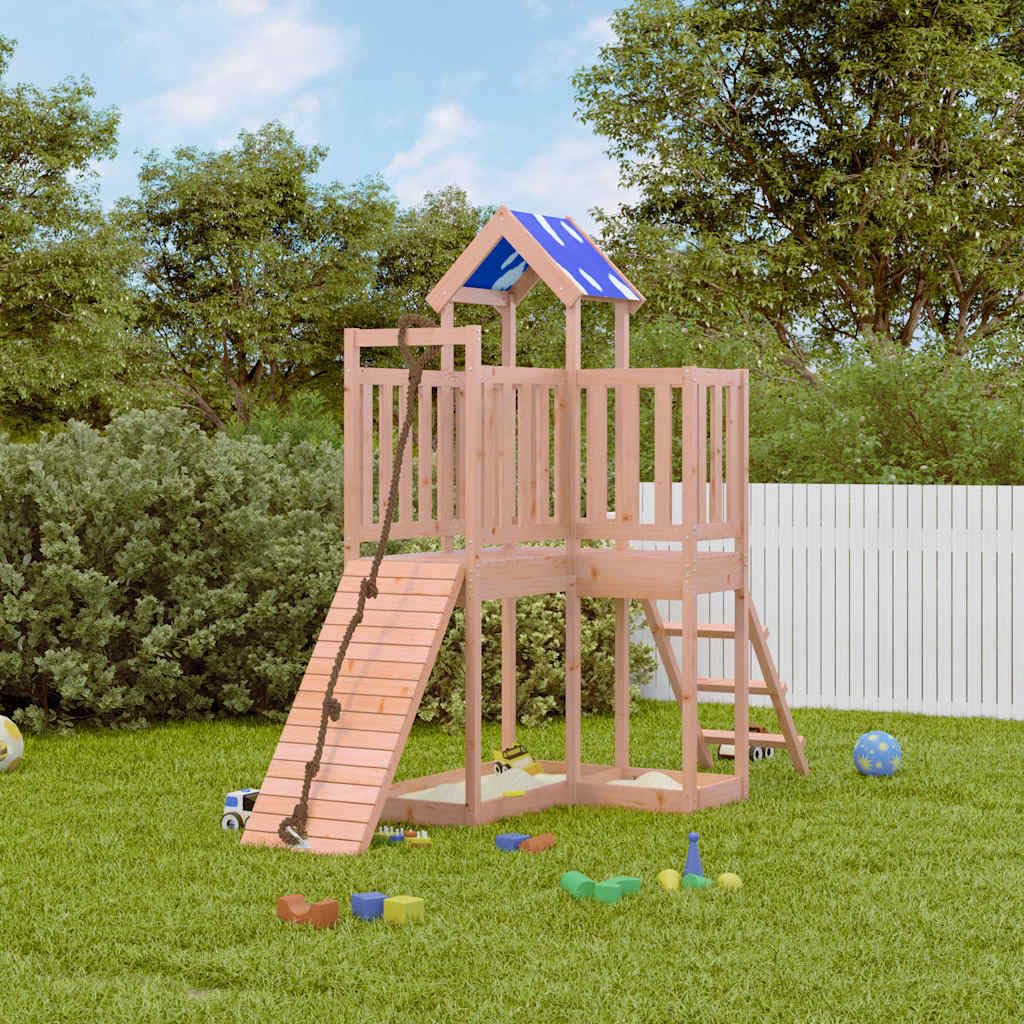 Torre da gioco in legno massiccio Douglasie stabile con struttura da arrampicata, sabbiera e scala, casetta da gioco per bambini in giardino, con altalena