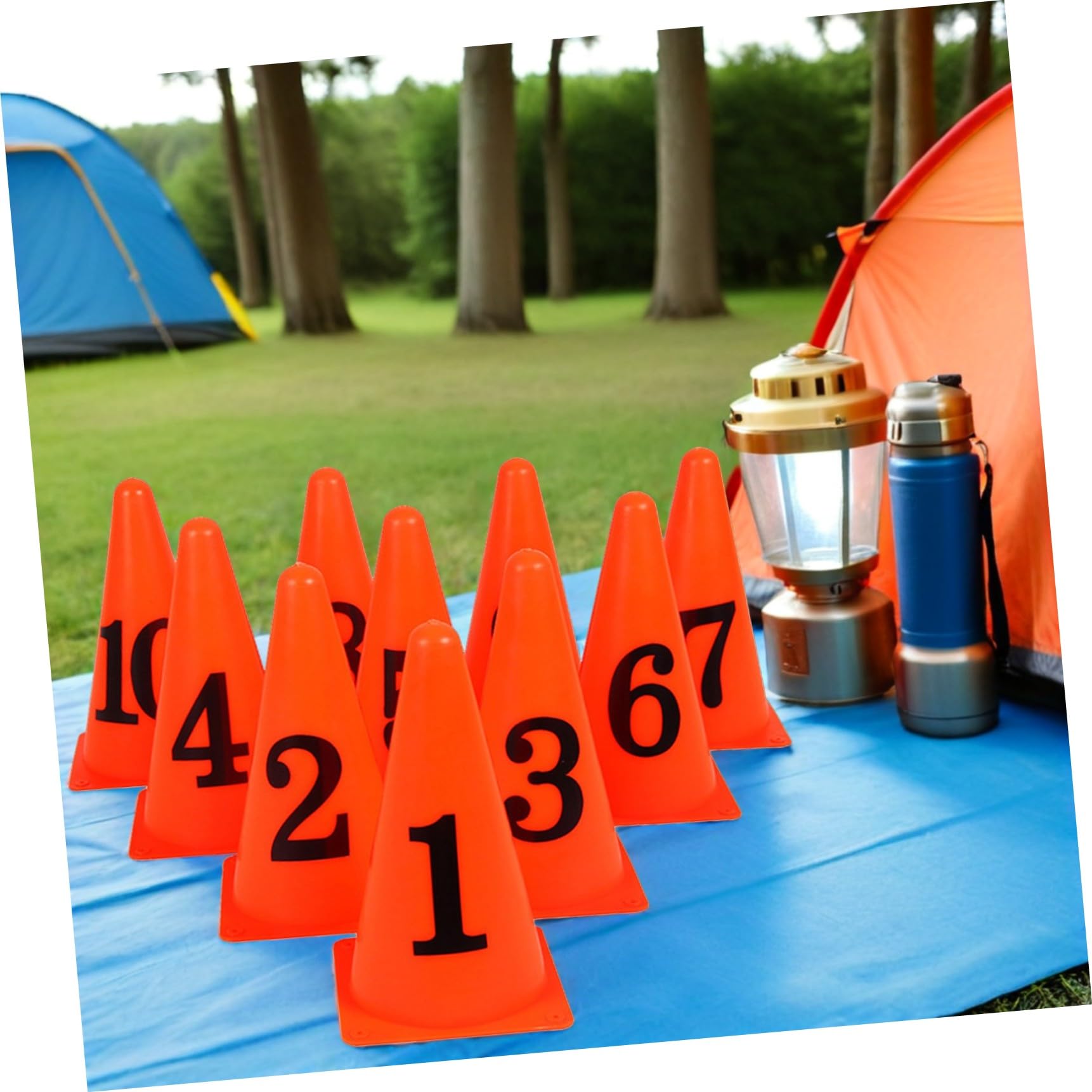 Set 10 Coni Segnaletici Numerici da Calcio in Plastica Arancione, Secchiello per Marcatori, Ostacoli per Allenamento Sportivo e Pattinaggio, Indicatori per Ragazzo Ragazza e attività Outdoor