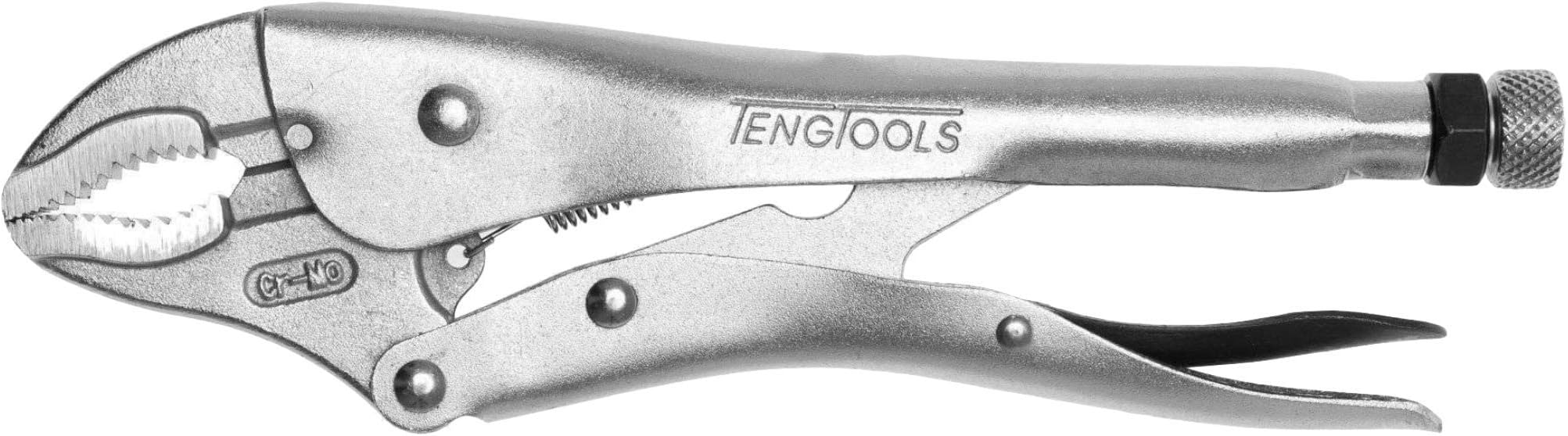 Teng Tools 10 Inch Plated, Round & Flat Power Grip Locking Pliers - 401-10