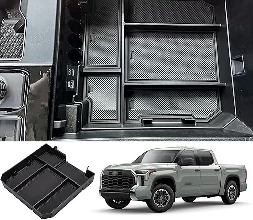 JSCARLIFE Bandeja organizadora de consola central compatible con accesorios T-oyota Tundra 2022 2023, material ABS, caja de almacenamiento