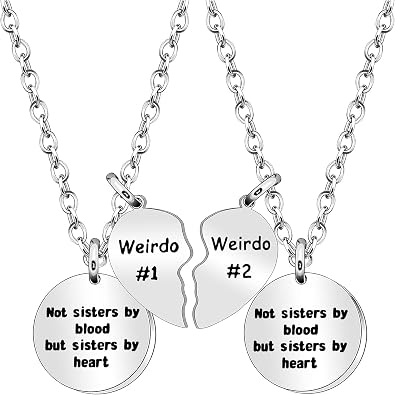 BFF Necklace for 2 s Weirdo 1 Weirdo 2 Women Matching Heart Pendant Charm Weirdo Necklace for Best Friend Sister BFF Friendship Gift Not Sister Creative