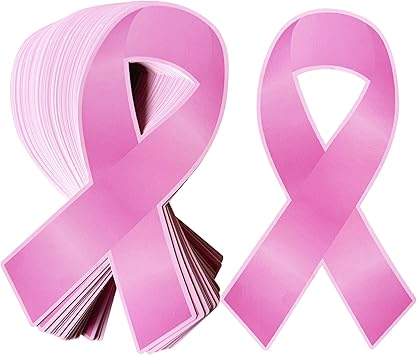 Amazon.com: Niwkkhip Pink Ribbon Paper Card Cutouts Breast Cancer ...