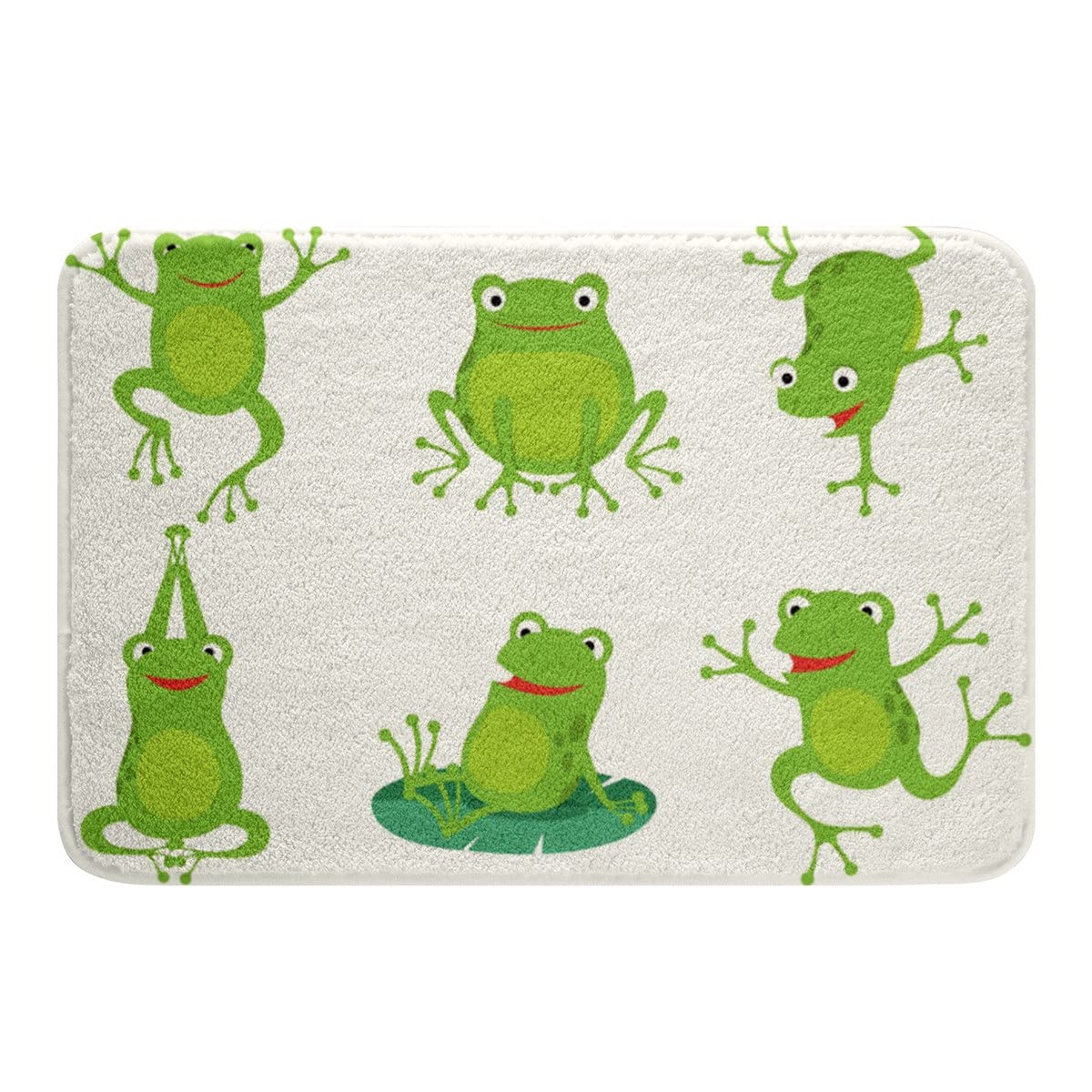 Feelyou Frog Bath Rugs for Bathroom Non Slip Absorbent Bathroom Rugs Cute Cartoon Frogs Bath Mats Green Area Rug Carpet for Kitchen Bedroom Living Room