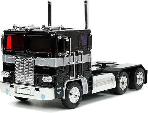 Miniatura 7 de Jada Toys Transformers G1 Optimus Prime Truck con robot en chasis DIE-CAST Car, 1 vehículo a escala 24, 100% metal, rojo 99524