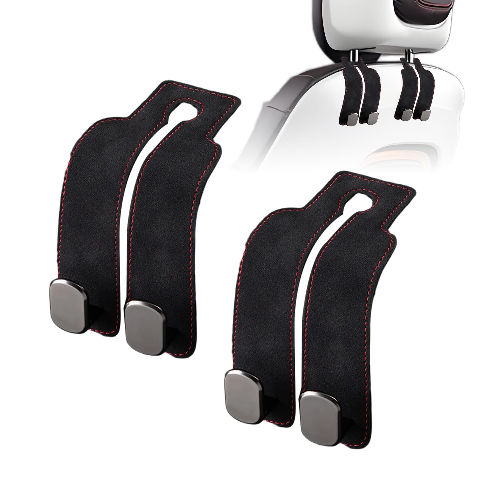 QIZUN 2Pcs Car Headrest Hooks for Opel Adam, Back Seat Organiser Hanger Bag Purse Holder Interior Accessory,Black