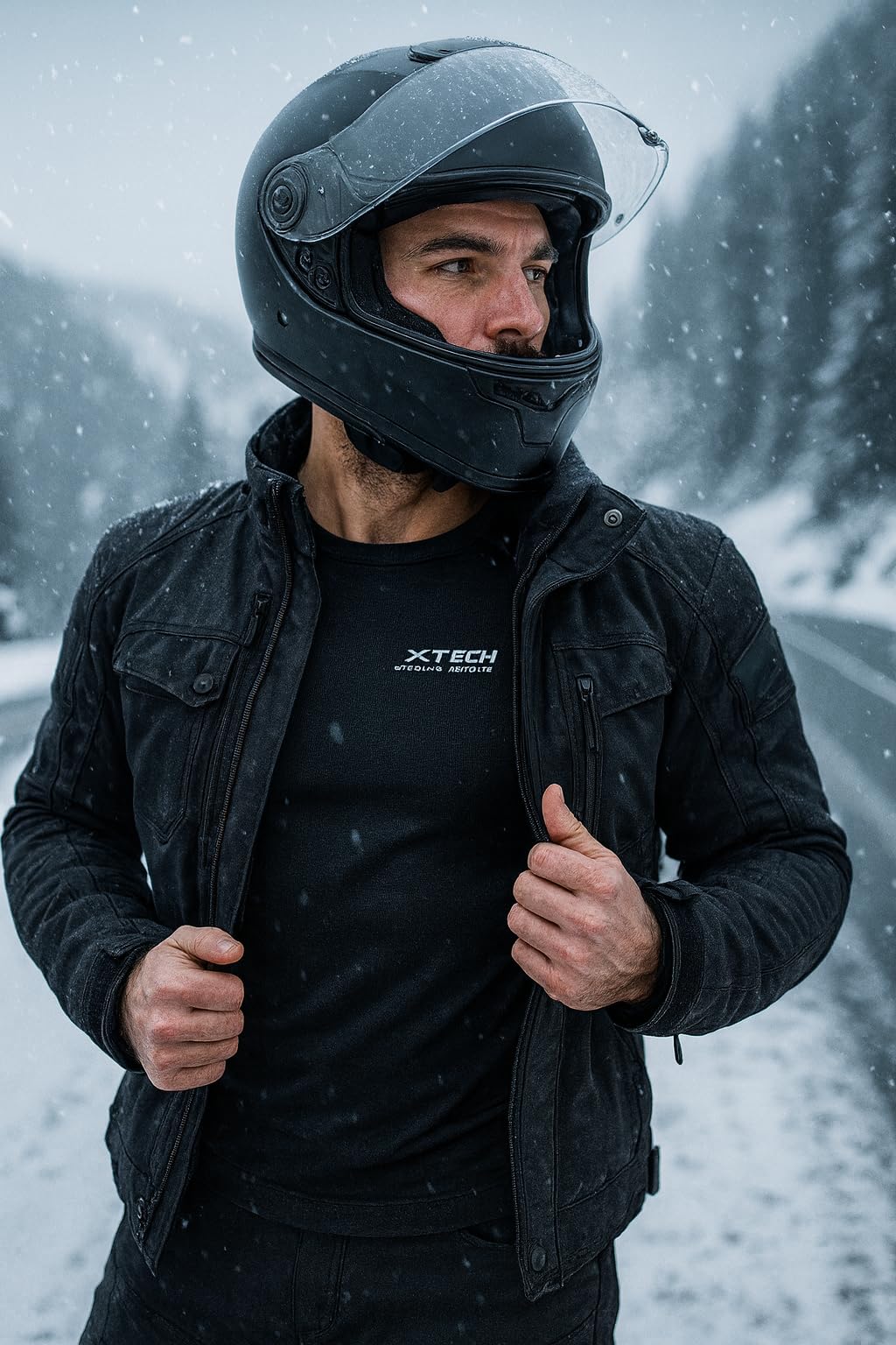 Camiseta térmica técnica íntima de lana merino de alta calidad transpirable para esquí, moto, exterior, trabajo, fabricada en Italia, Xtech. Protección total contra el frío.