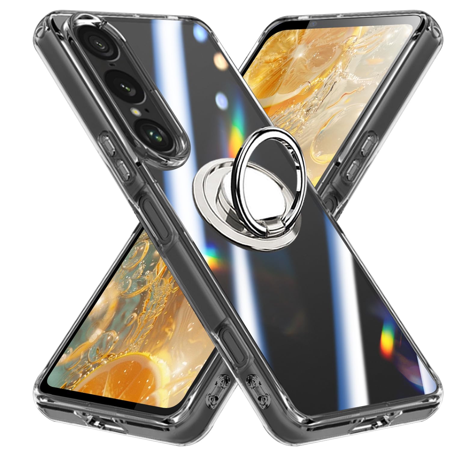 Amazon.co.jp: For Xperia 1 VII ケース クリア リング付き TPU
