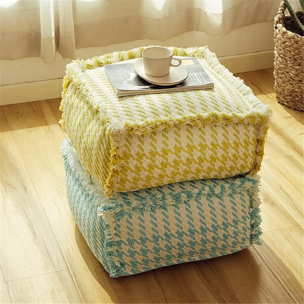 Nordic Moroccan PU Leather Pouf Craft Ottoman Footstool Round Large Artificial Leather Unstuffed Cushion(E)