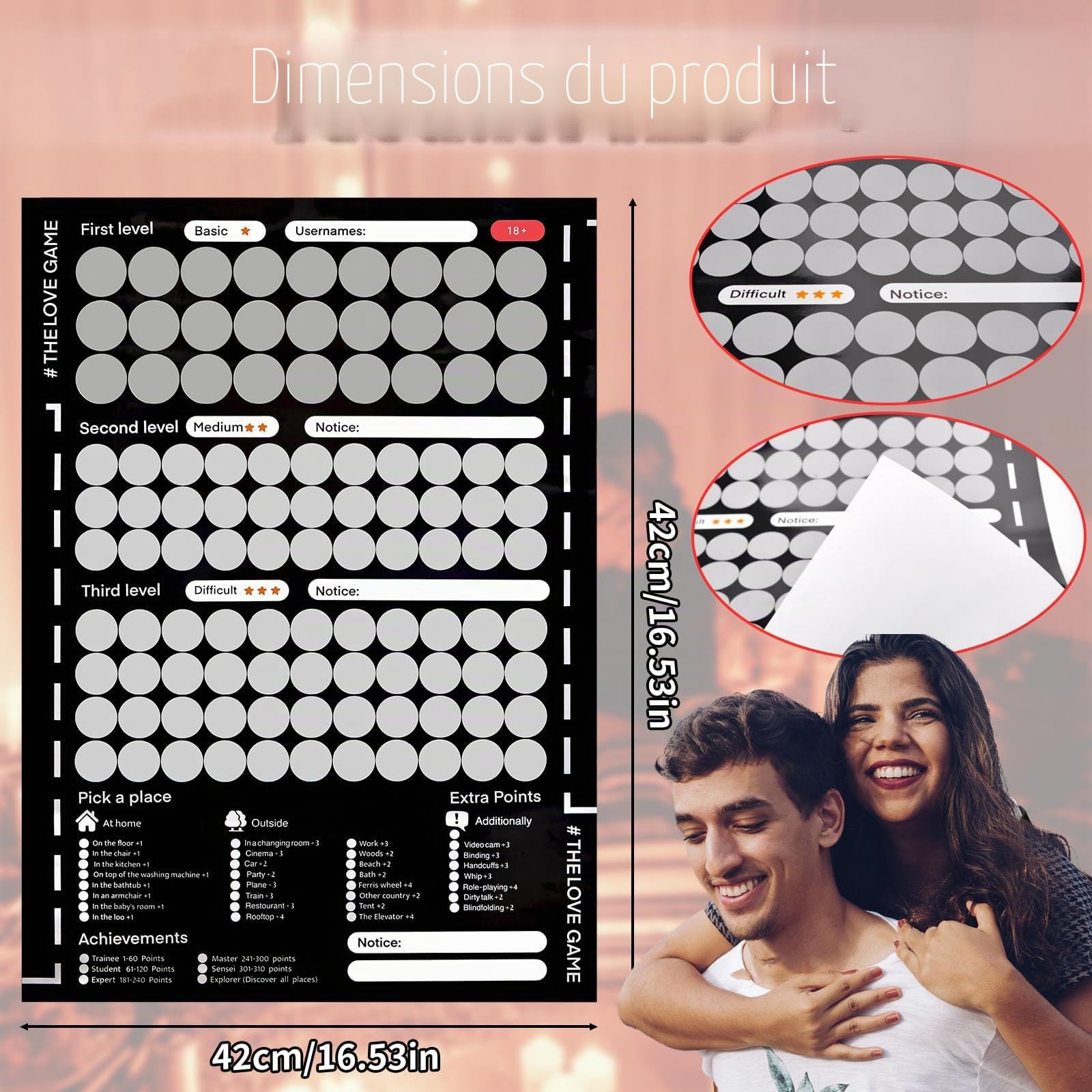 KZXCVS Poster Love Game à gratter - 104 idées de nuit de rendez-vous - Poster créatif à gratter pour couple, petit ami ou petite amie