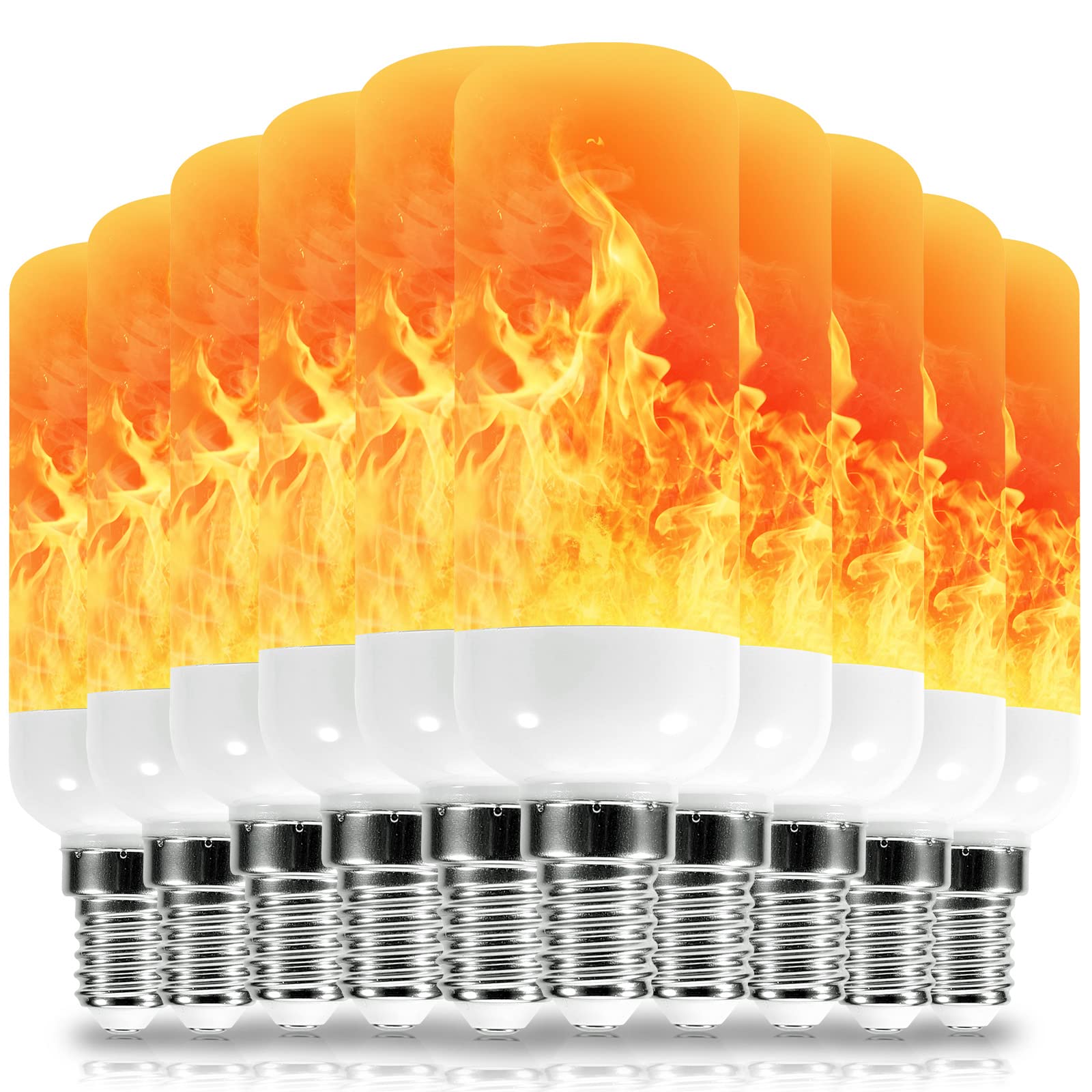 Qelus Flame Light Bulb,LED Flame Effect Light Bulbs,5W E14 Flickering Light Bulb with 3 Modes Retro Indoor Outdoor Decorationrative Lights for Home Party Decoration (10 Pcs)