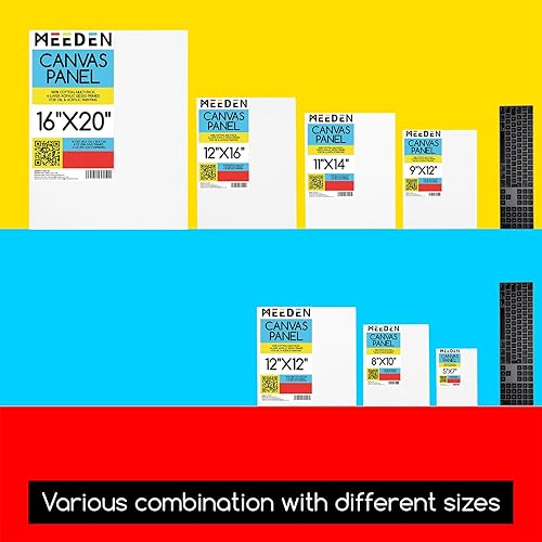 Miniatura 6 de MEEDEN Paquete de 14 tableros de lona 100% algodón para pintar, paneles de lienzo en blanco de 9 x 12 pulgadas para pintura al óleo y acrílica,