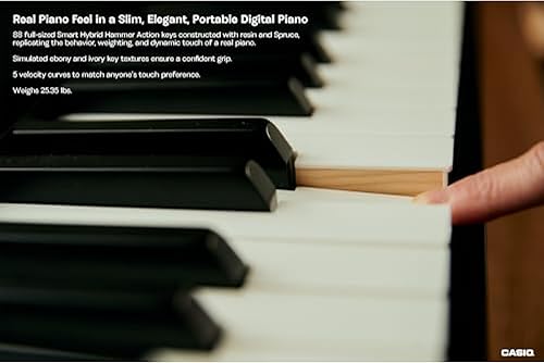 Miniatura 2 de Casio Privia PX-S5000 Piano digital portátil con 88 teclas híbridas pesadas, 23 tonos, controles de sensor táctil, pedal de sostenimiento,