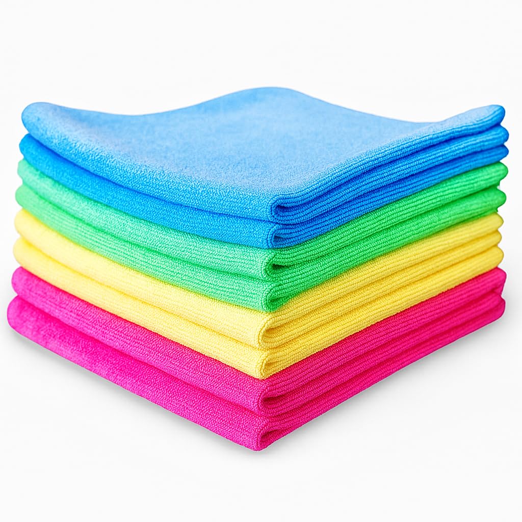 Glart H4488 Mikrofasertücher 3er Set 40x40 cm bunt – 600 GSM, saugstark, fusselfrei, waschbar, streifenfreie Reinigung für Küche, Bad, WC, Büro, Auto, Haushalt, hygienisch, mehrfach nutzbar, flauschig