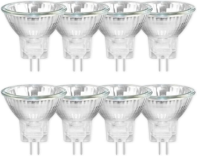 8 Pack MR11 GU4 20W 12V Halogen Reflector Bulb, Warm White 2700K, Dimmable Halogen Spotlight, 250LM, GU4 Bi-Pin Base, 30°Beam Angle, 35mm*35mm, for Hallway, Ceiling Spotlight
