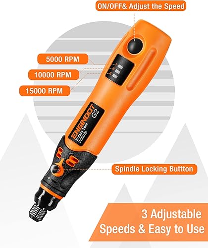 Miniatura 2 de ENGiNDOT - Kit de herramientas rotativas inalámbricas 37 V con 32 accesorios 3 velocidades herramienta giratoria de carga USB para lijar pulir