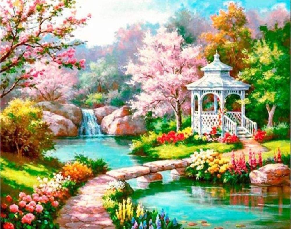 Peinture par numéros jardin paysager sur toile 40x50cm pour décoration