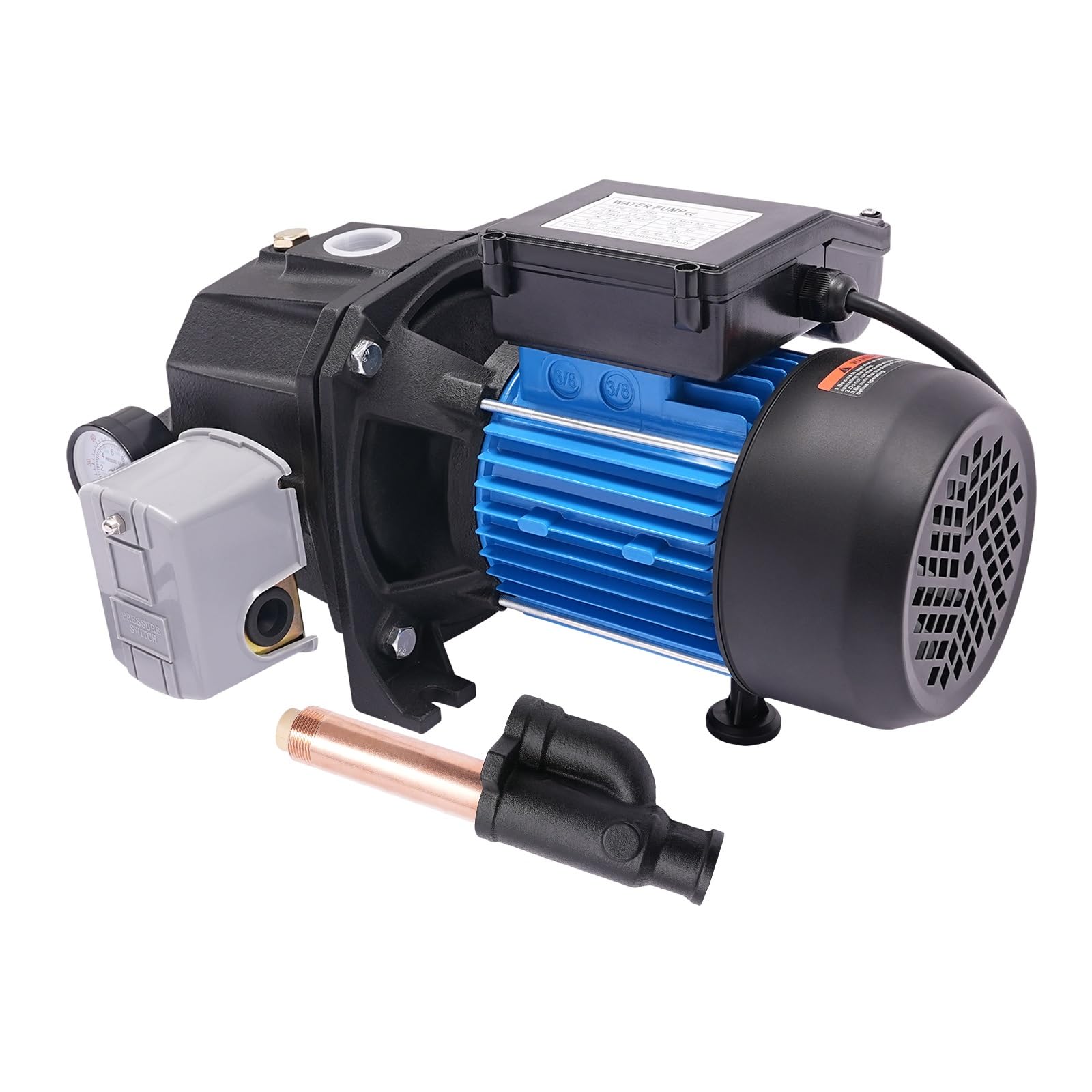 1 HP Shallow/Deep Well Pump with Ejector Kit - Cast Iron Jet Water Pump, Well Depth Up to 26ft or 82ft, Automatic Pressure Switch, 110V Water Transfer Pump for Farm Lawn Garden