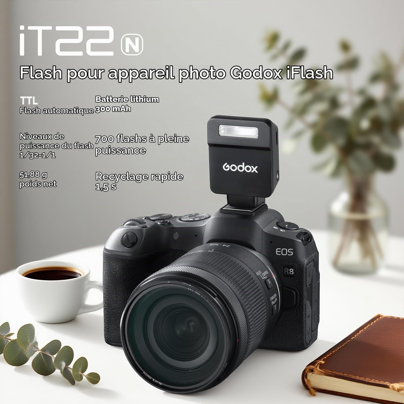 Godox iT22-N Petit Flash pour Nikon, Mini Flash TTL avec Écran Intuitif