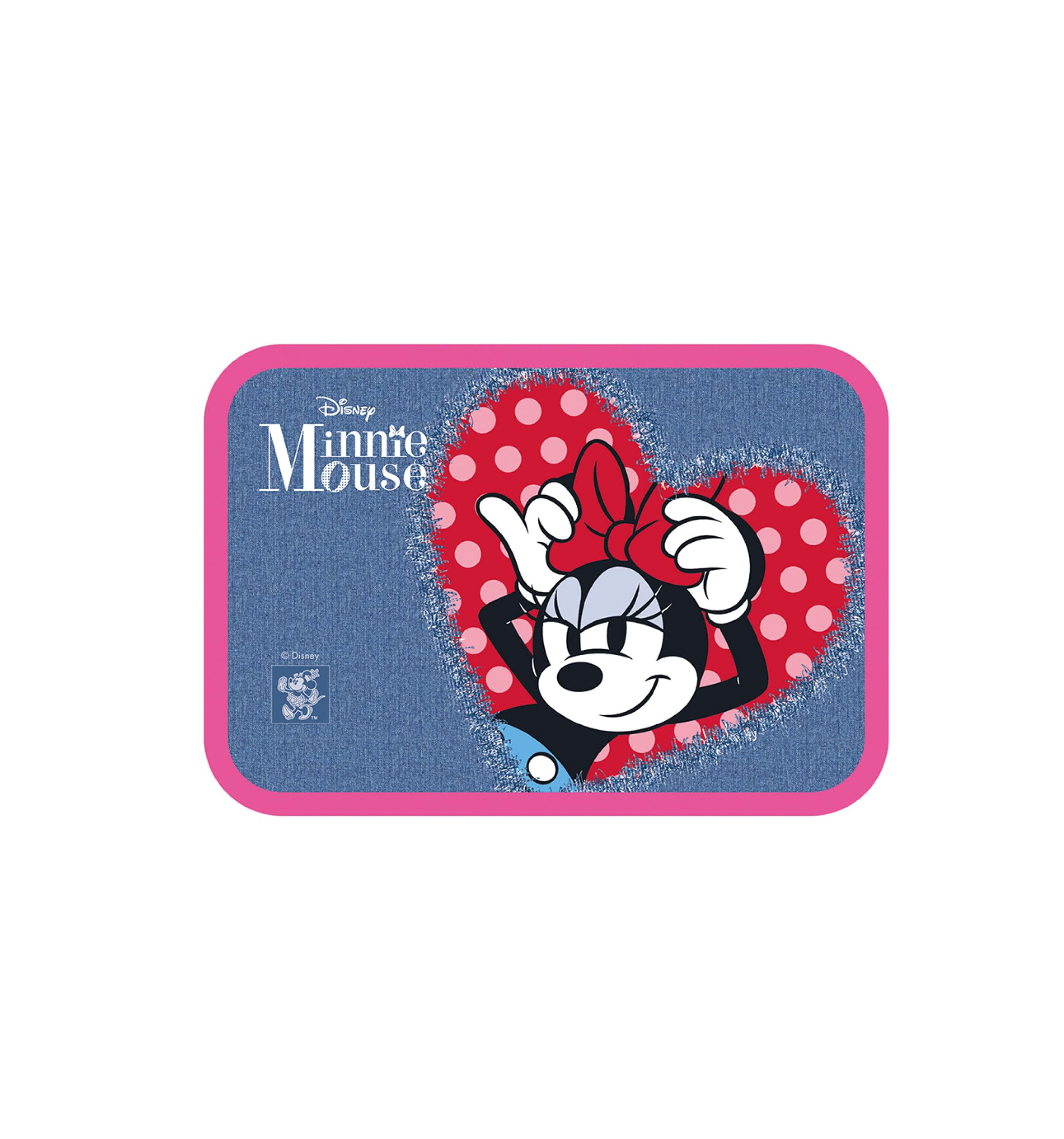 Seven Minnie Mouse Nursery and School Bag, Blue Denim and Red, 0.85 litres, Nursery and Elementary School, Girl, Blue Denim, Modern