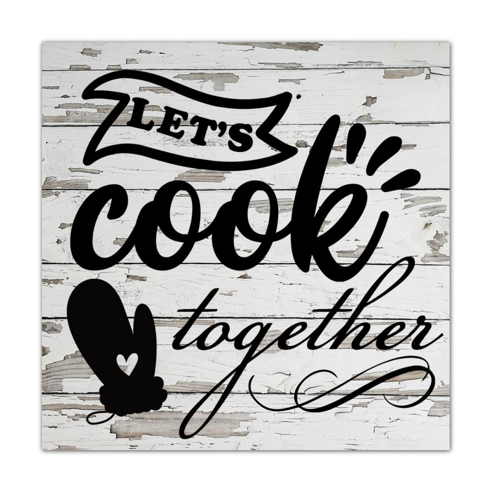 Panneau en bois Let's Cook Together pour sublimer un mur vide