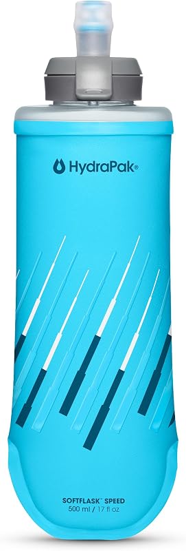 HydraPak SoftFlask Speed Compressible Soft Flask (500ml, Malibu) | Hydration Vest & Pack Compatible, High Flow, Fast Refills, Leakproof, Lightweight, Ultra Durable, for Running