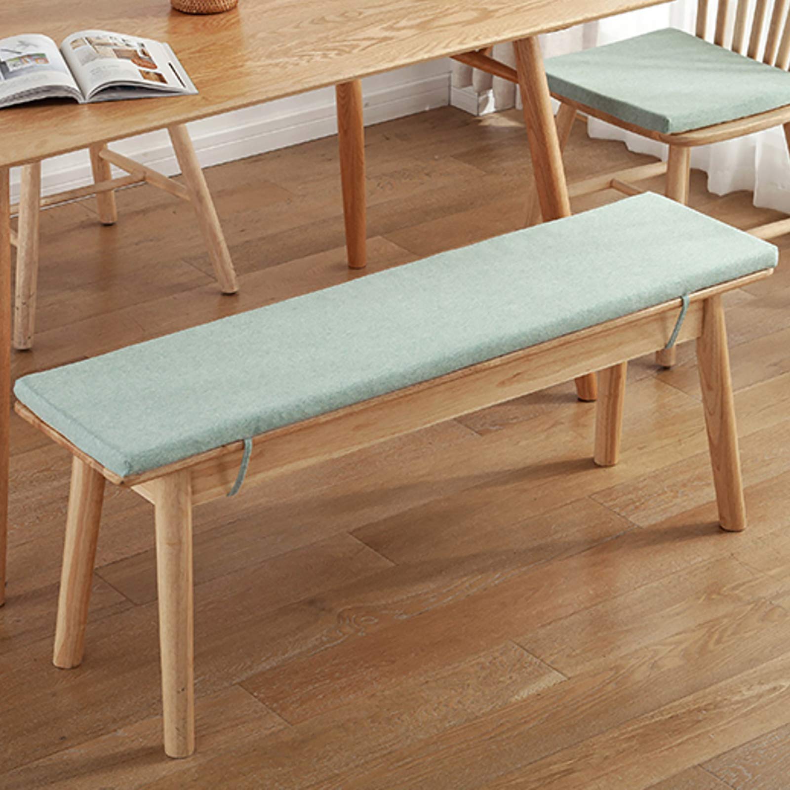 Coussin de chaise long matelassé vert 180x30cm pour soulager l'assise dure des bancs de jardin