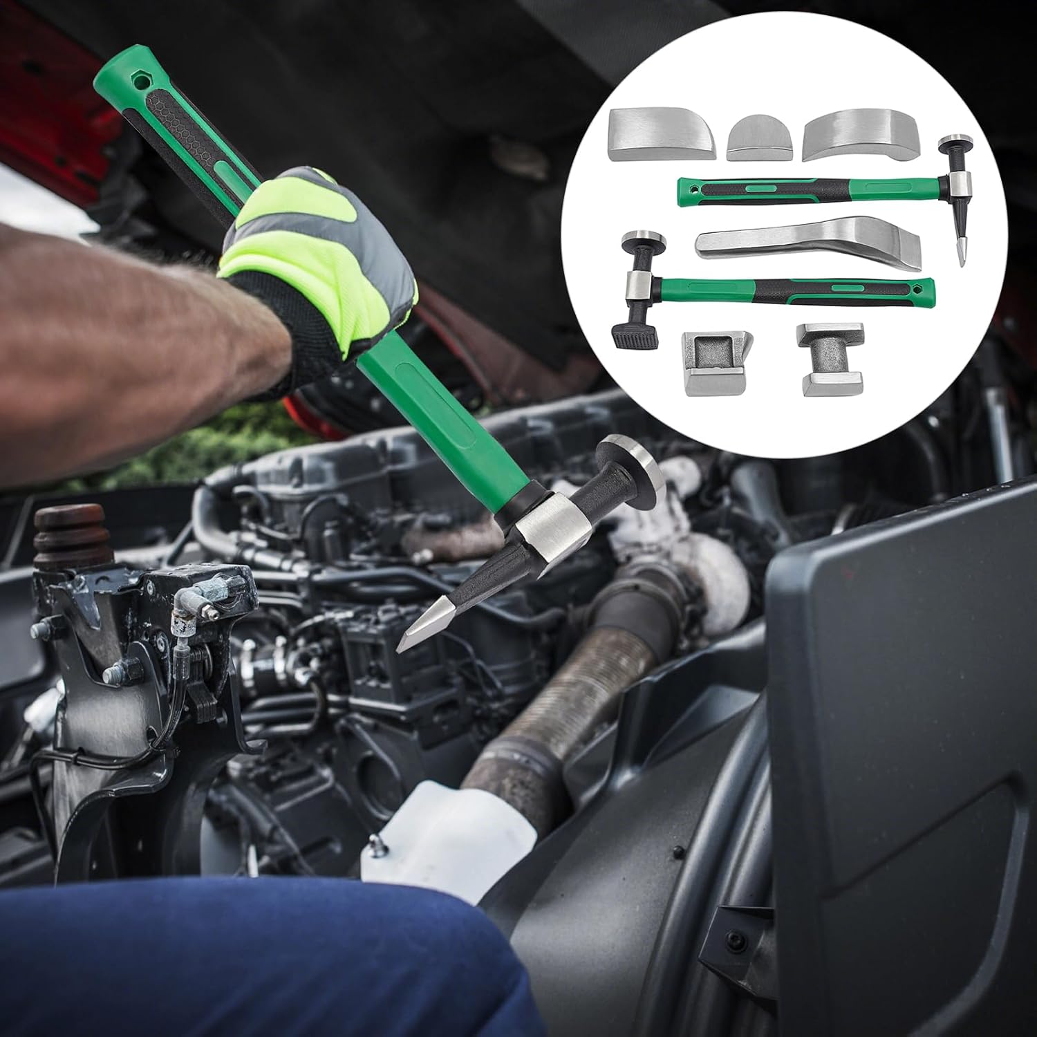 9PCS Auto Body Repair Kit, Professional Car Panel Beating Hammer and Dolly Set, Auto Body Repair Tool Set with 45# Steel Hammers & Lining Irons for Auto/Mechanical Repair