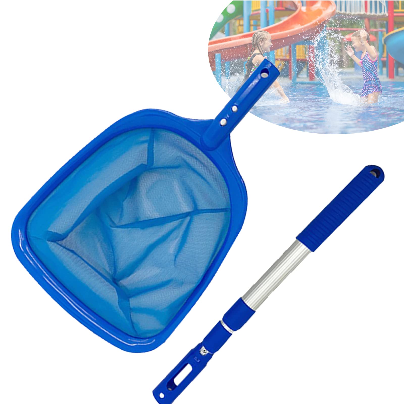 SRHIMEOS Retino Piscina, Skimmer Retina Raccogl Foglie, con Asta telescopica, per la Pulizia della Piscine, Stagni, Vasche Idromassaggio, Fontane O Grandi Acquari
