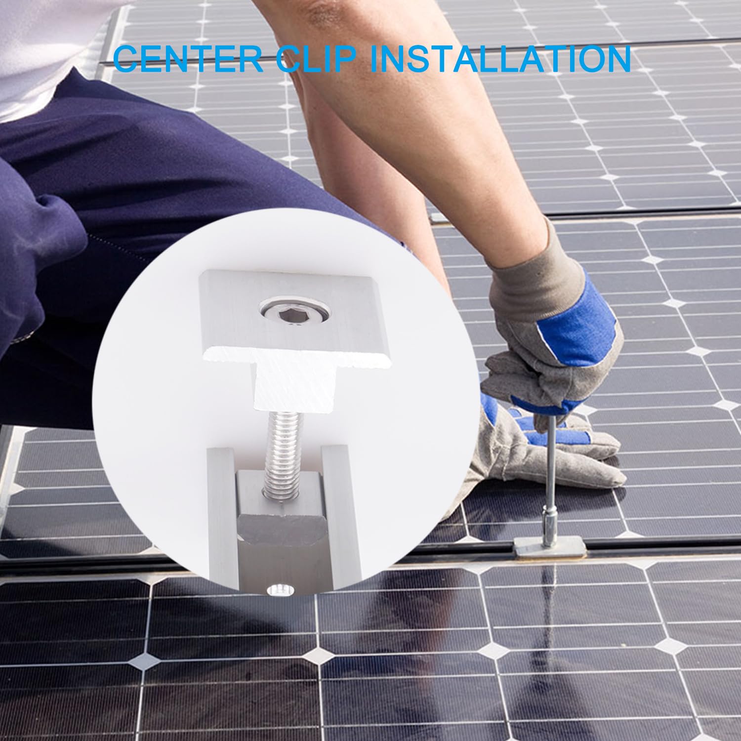 FLYAMAPIRIT Set di supporti per pannello solare in lega di alluminio fotovoltaico (6 guide da 300 mm + 4 morsetti terminali + 2 morsetti centrali) per 2 moduli solari PV