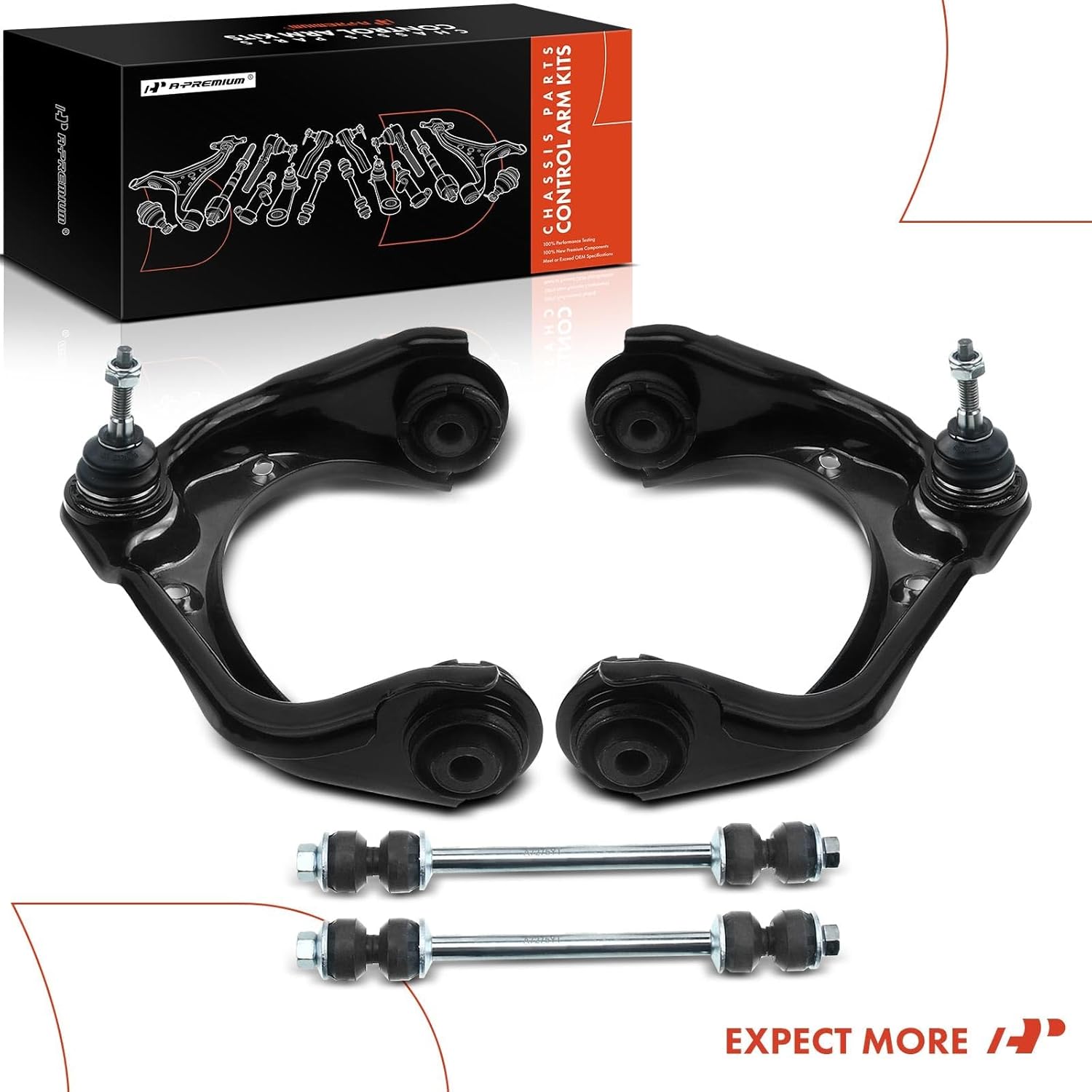 A-Premium Set of 4, Front Upper Control Arm, Sway Bar Link, Compatible with Ford Explorer 2006-2010, Explorer Sport Trac 2007-2010, Mercury Mountaineer 2006-2010