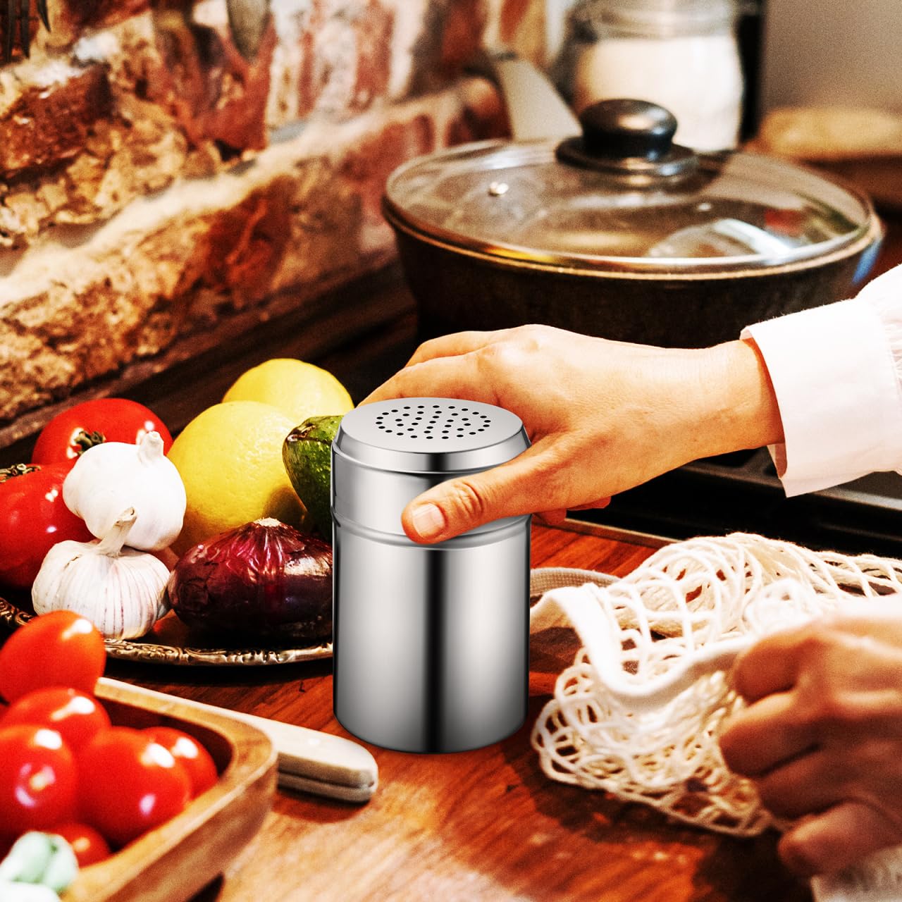 ABOOFAN Salero y pimentero de acero inoxidable grande para la cocina, accesorios de picnic y barbacoa al aire libre
